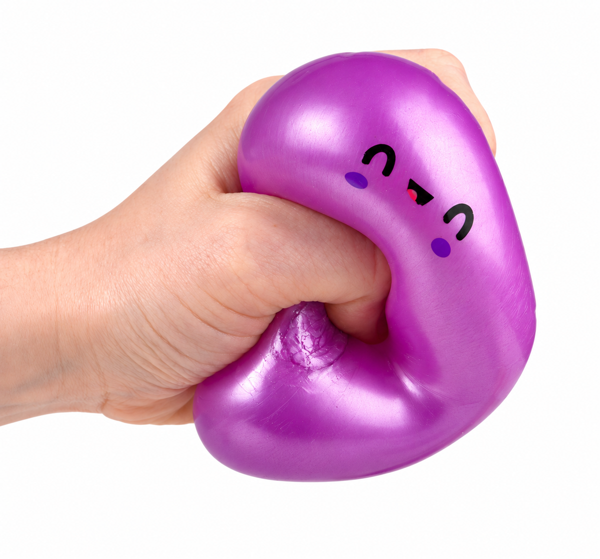 Purple Metallic Sugar Squeezy Dumpling being squeezed by hand