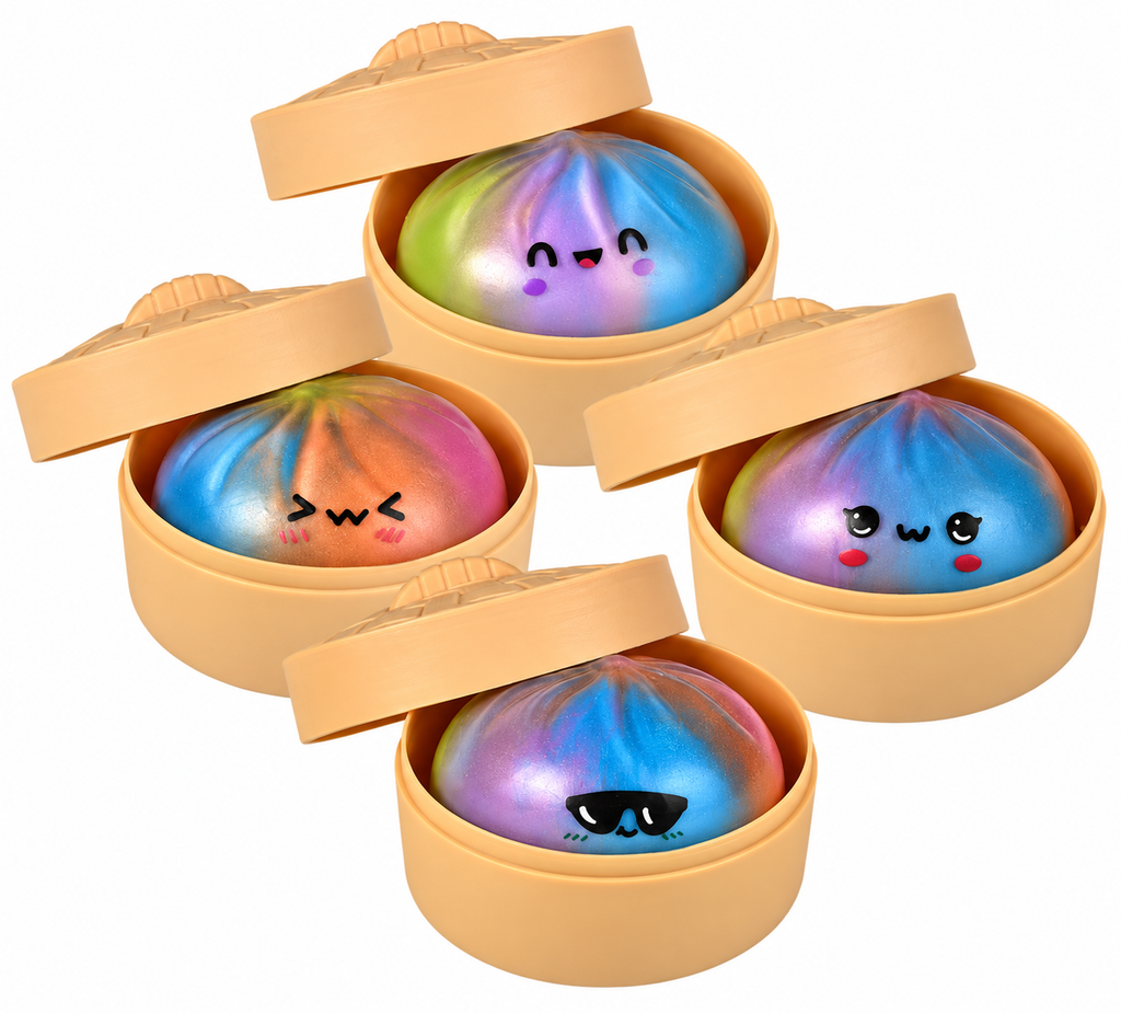 Rainbow surprise dumpling squishy in steamer-style container