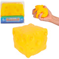 Jumbo yellow cheese cube squishy toy with dough cream filling