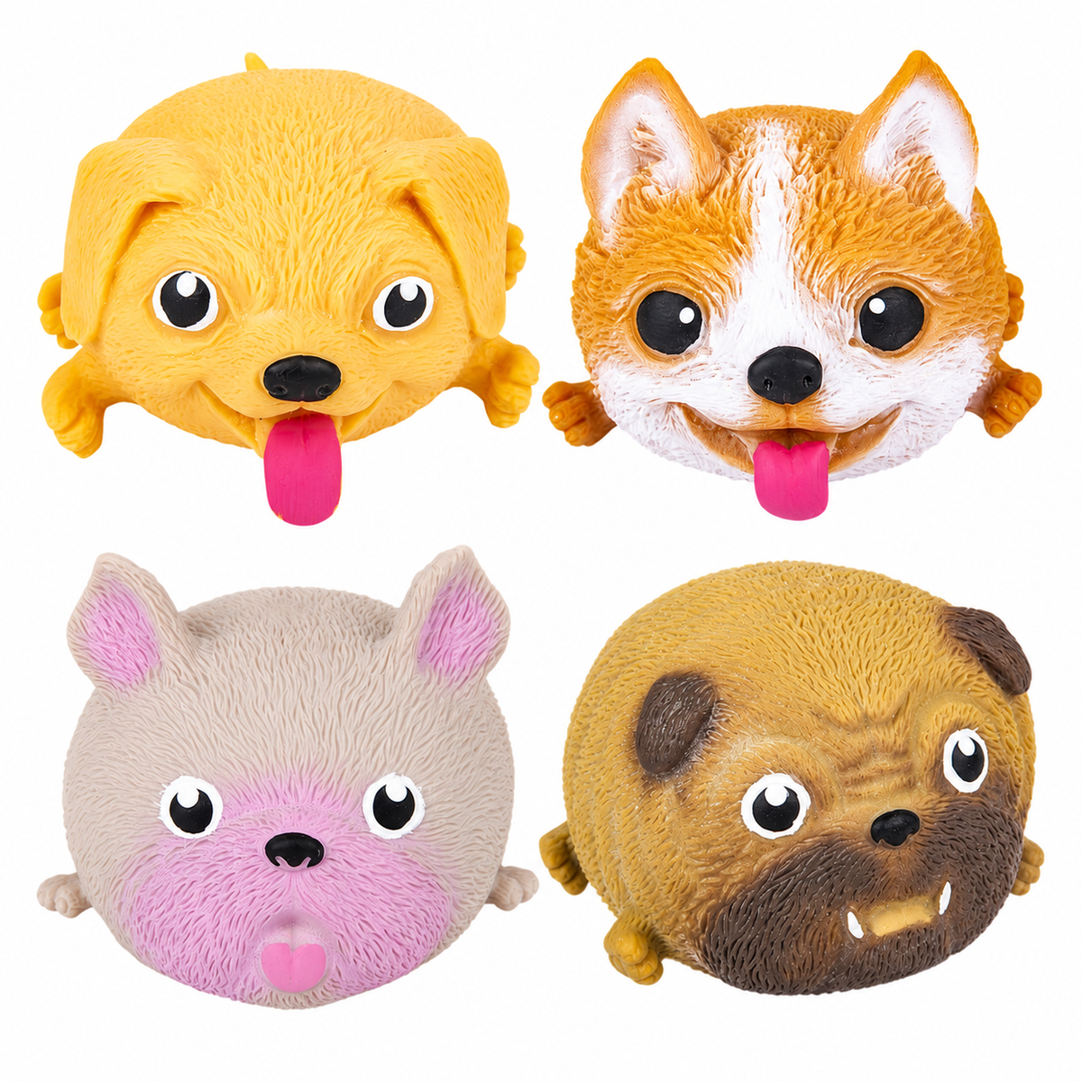 Squish and Stretch Puffy Dog squishy toys in four assorted dog designs