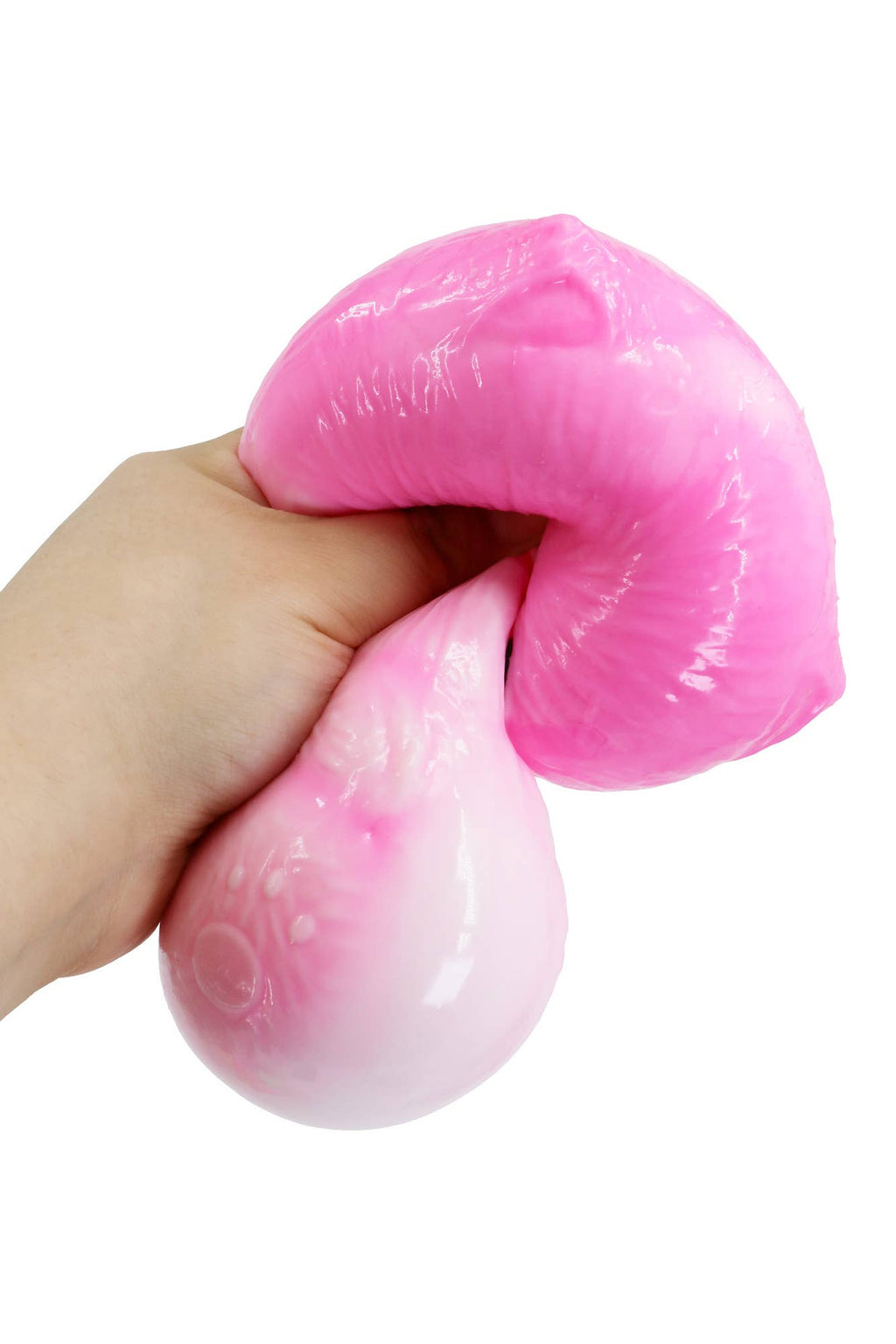Jumbo Hot Pink Lucky Cat Squishy being squeezed 