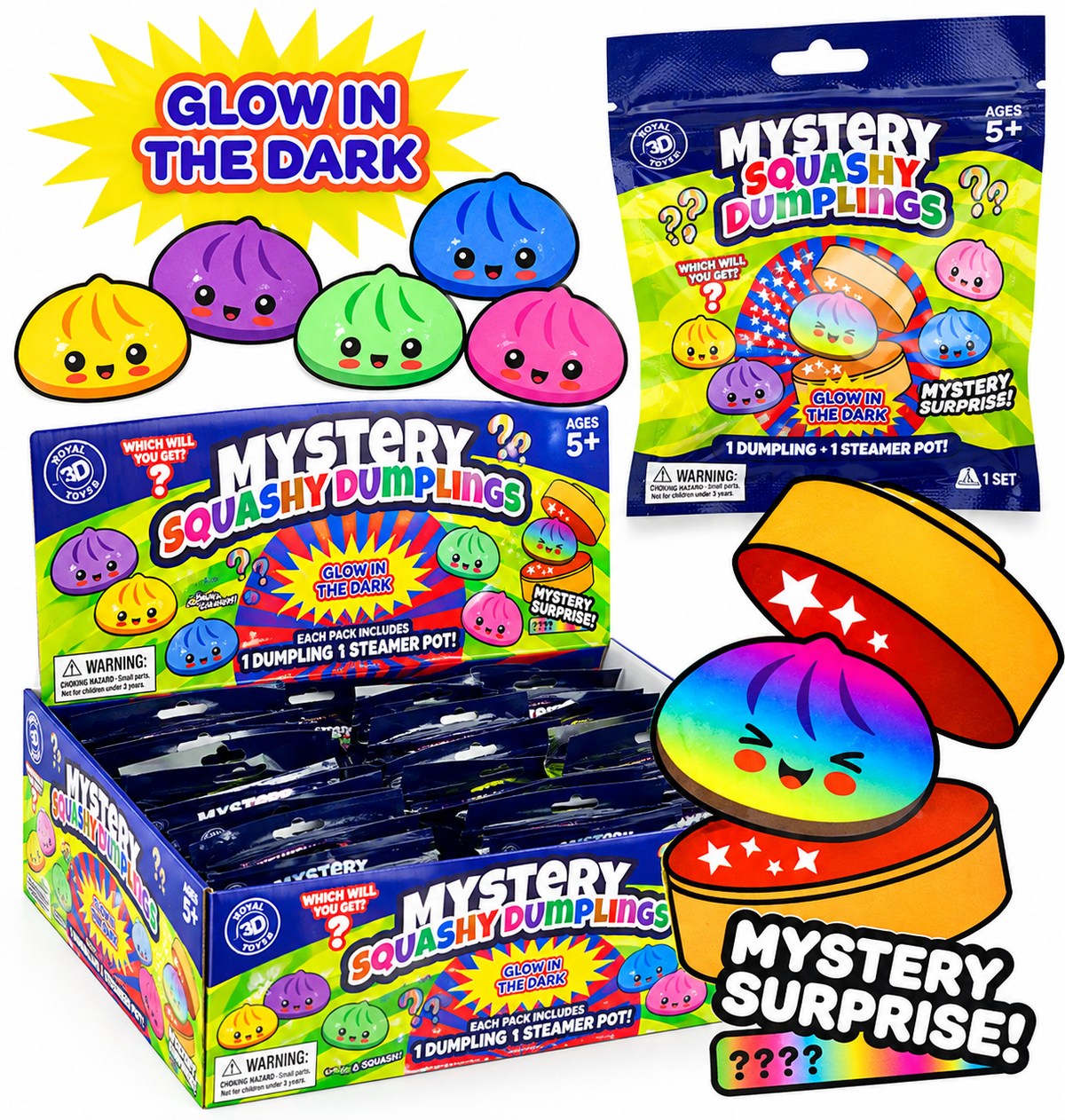 Mystery Glow in the Dark Squishy Mini Dumplings Blind Bag