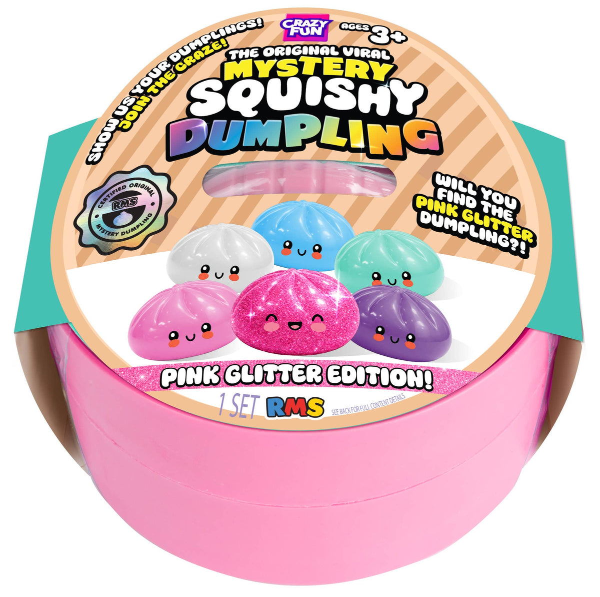RMS Crazy Fun Pink Glitter Mystery Squishy Dumpling