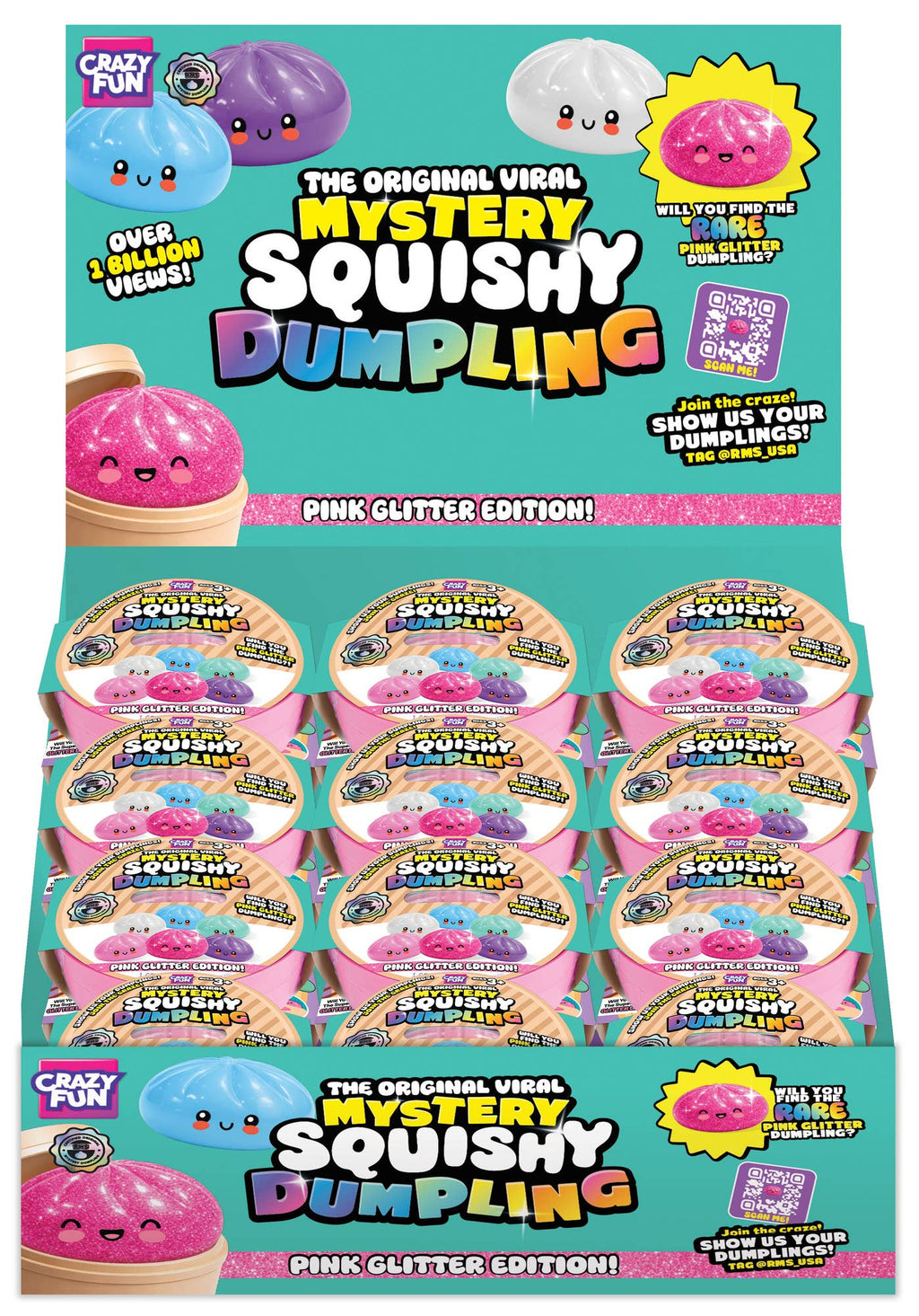 RMS Crazy Fun Pink Glitter Mystery Squishy Dumpling
