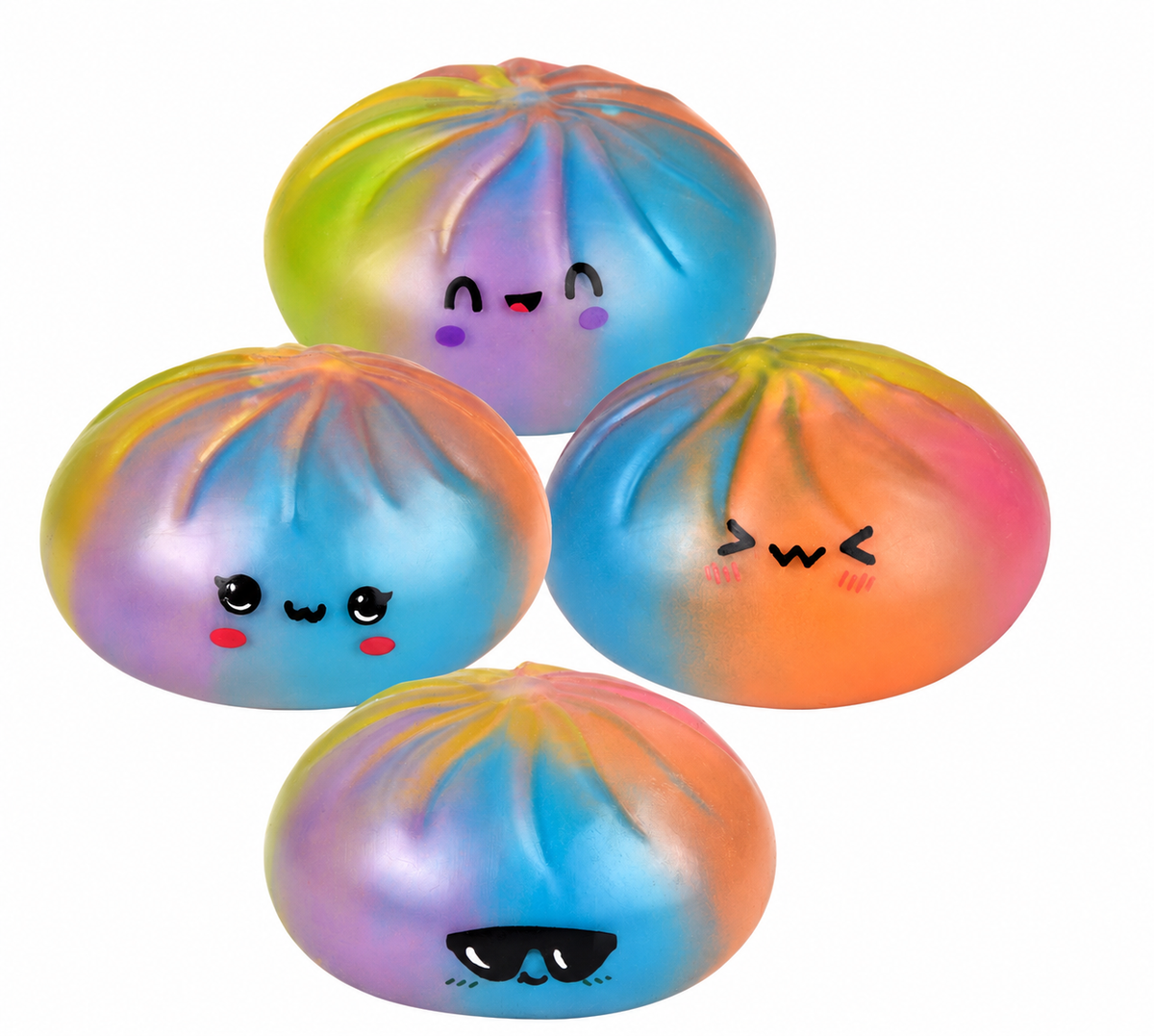 Assorted Sugar Squeezy Rainbow Dumplings with kawaii faces