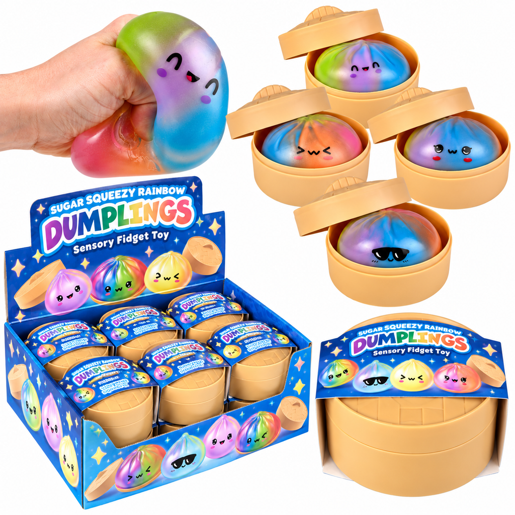 Sugar Squeezy Rainbow Surprise Dumplings retail display
